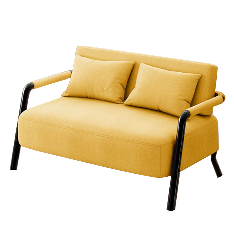 Contemporary Sofa with 2 Pillows Standard Square Arm Black Sofa