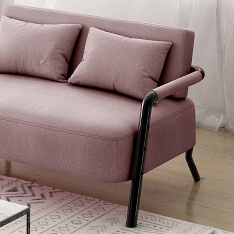 Contemporary Sofa with 2 Pillows Standard Square Arm Black Sofa