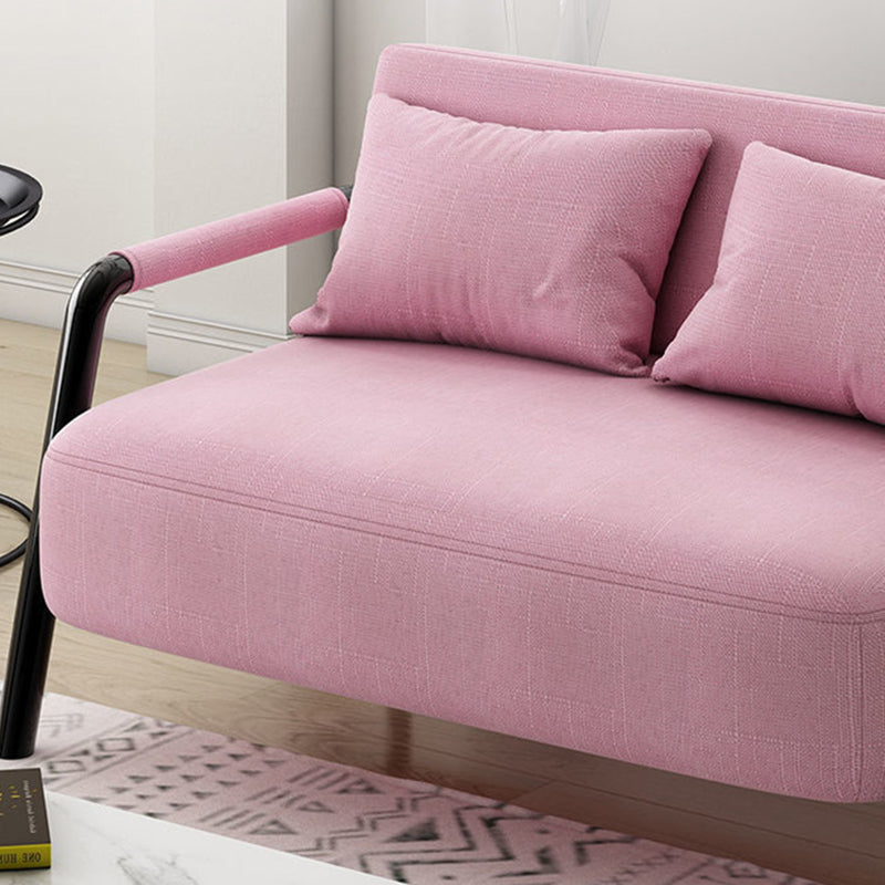Contemporary Sofa with 2 Pillows Standard Square Arm Black Sofa