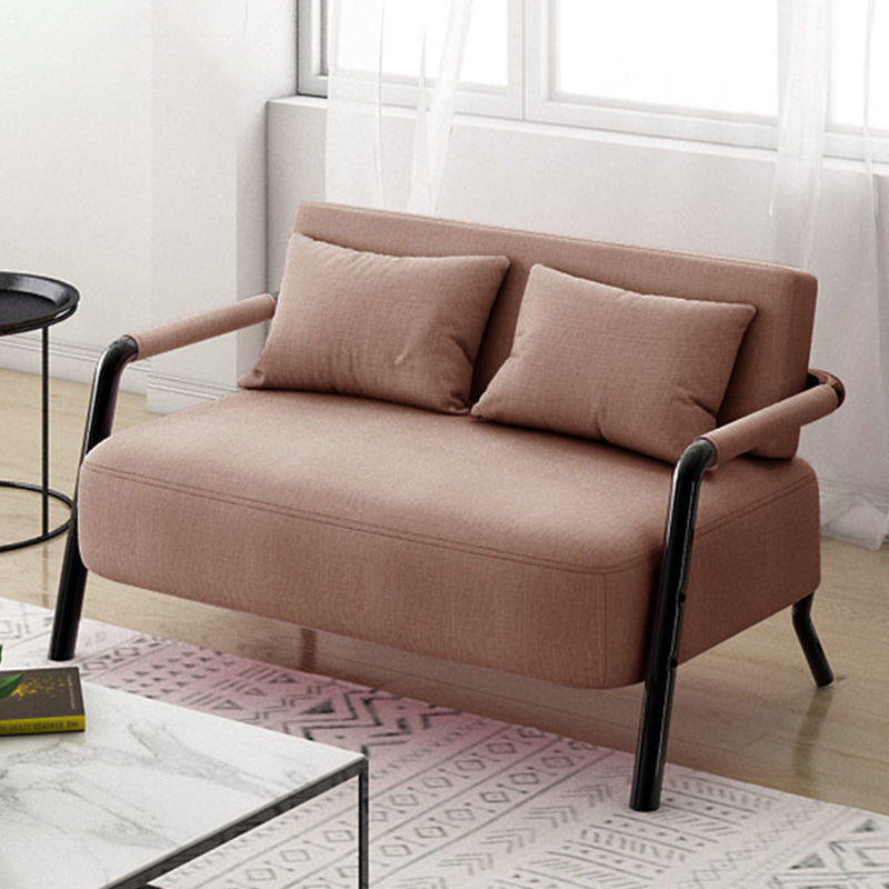 Contemporary Sofa with 2 Pillows Standard Square Arm Black Sofa