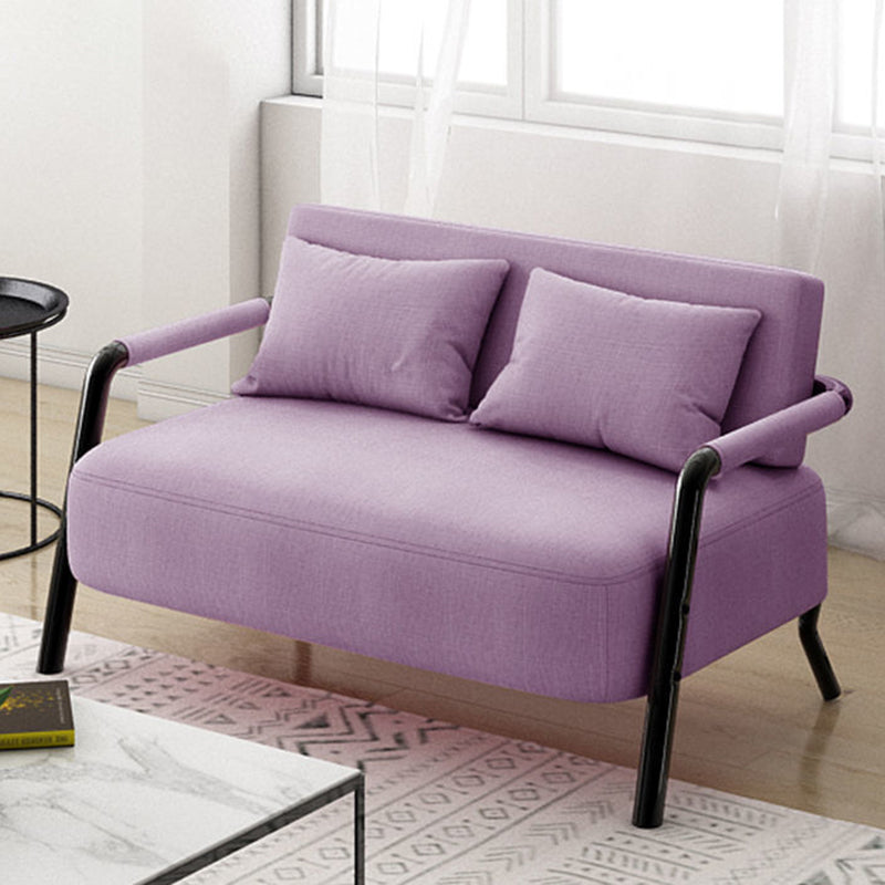 Contemporary Sofa with 2 Pillows Standard Square Arm Black Sofa