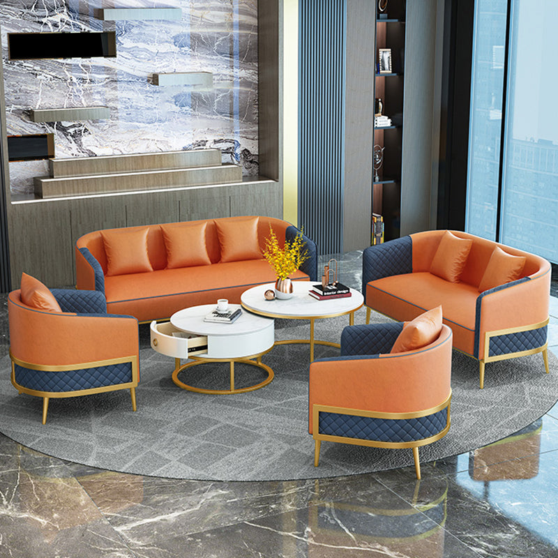 27.55" W x 29.52" H Faux Leather Sloped Arm Sofa Contemporary Standard Sofa