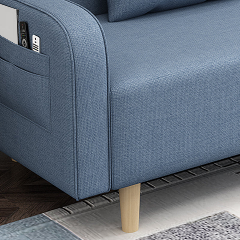 Contemporary Sofa with 2 Pillows Convertible Square Arm Seating