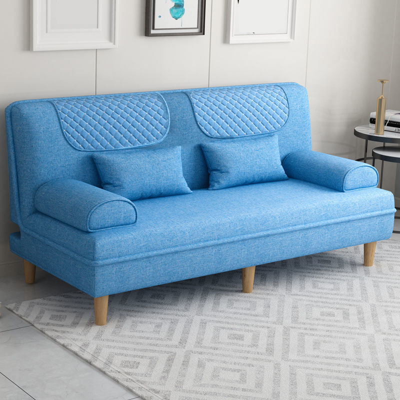 Contemporary Sofa with 2 Pillows Sleeper Recessed Arm Seating