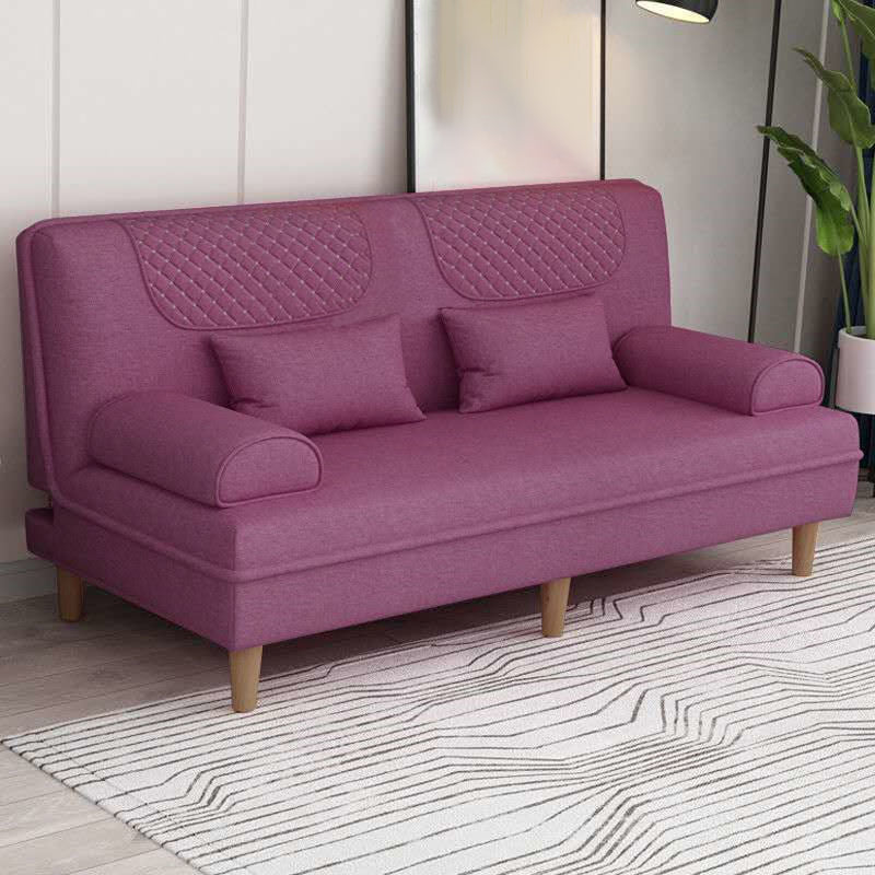 Contemporary Sofa with 2 Pillows Sleeper Recessed Arm Seating