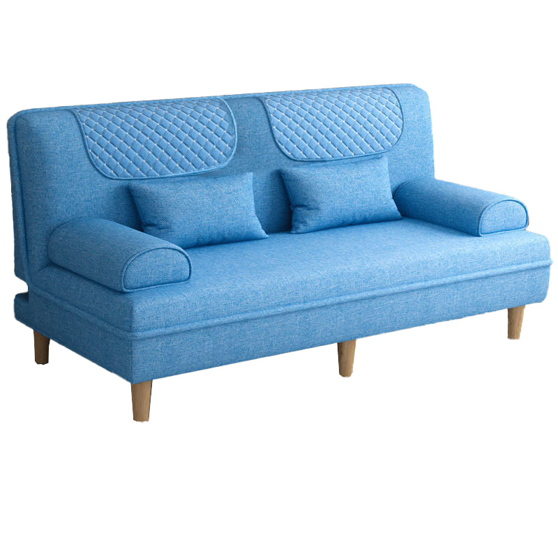 Contemporary Sofa with 2 Pillows Sleeper Recessed Arm Seating