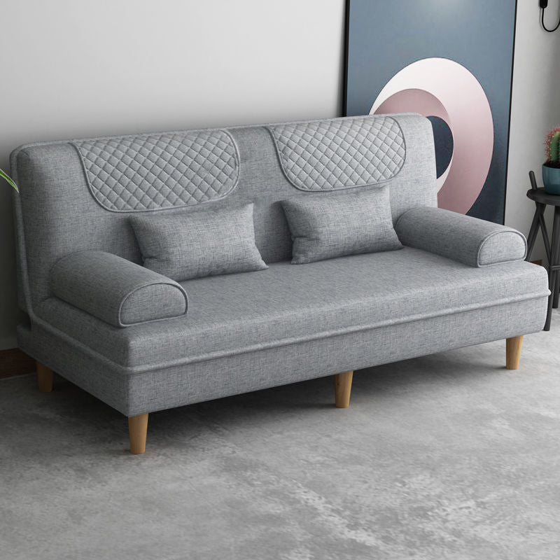 Contemporary Sofa with 2 Pillows Sleeper Recessed Arm Seating