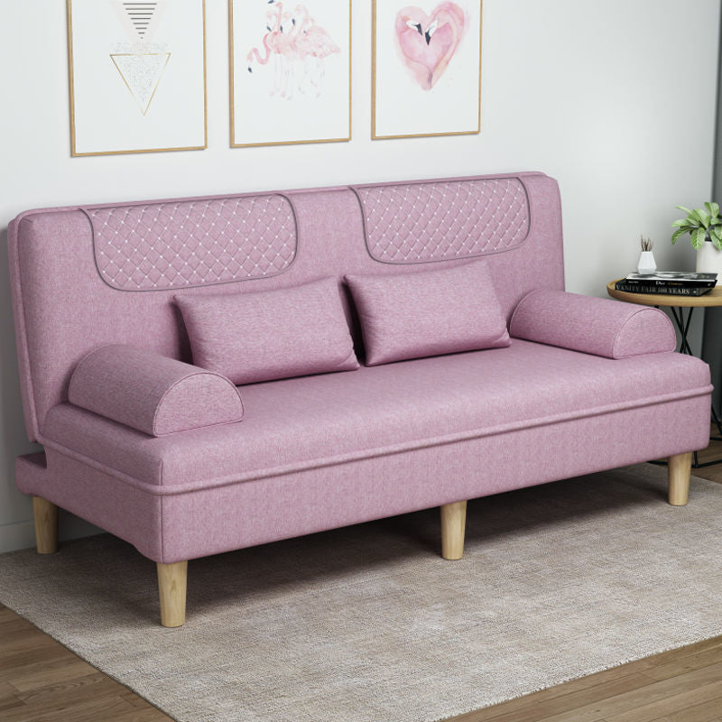 Contemporary Sofa with 2 Pillows Sleeper Recessed Arm Seating