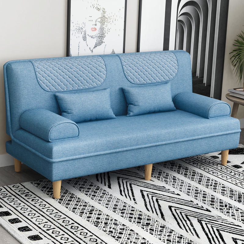 Contemporary Sofa with 2 Pillows Sleeper Recessed Arm Seating
