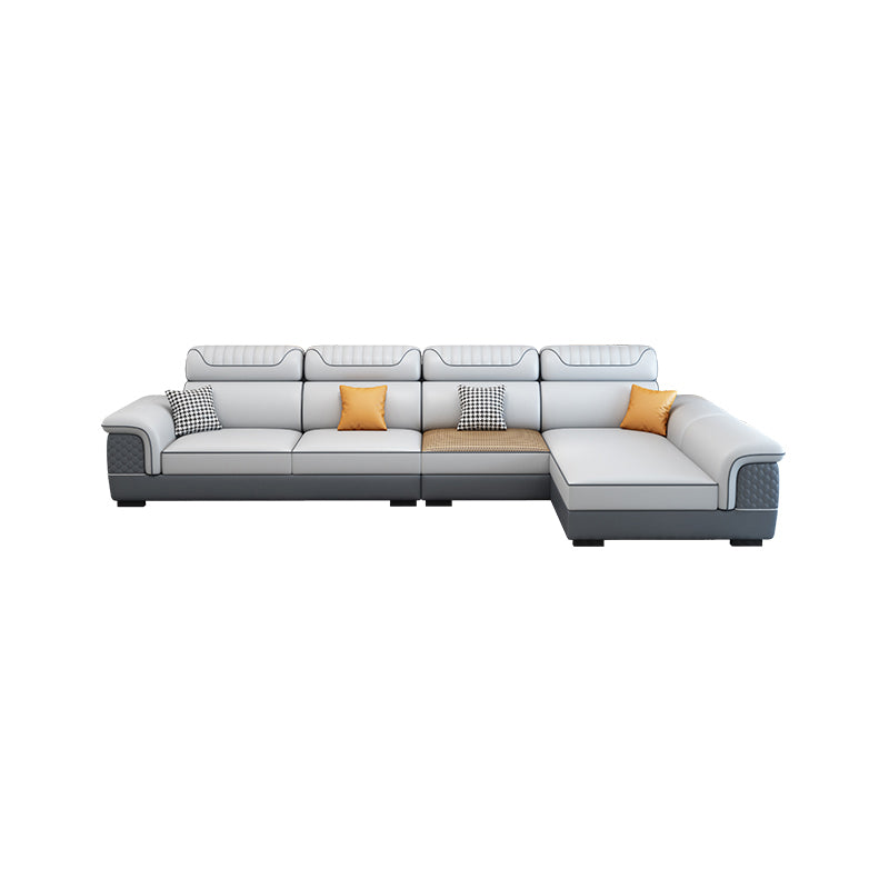Pillow Top Arm Sewn Pillow Back Nordic Faux Leather Sofa with Chaise - 70.87" D