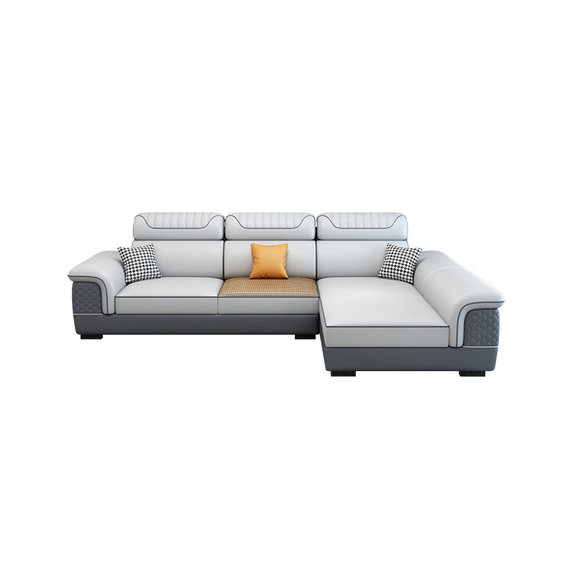 Pillow Top Arm Sewn Pillow Back Nordic Faux Leather Sofa with Chaise - 70.87" D