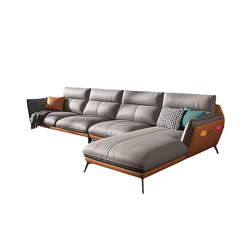 Modern Style Sofa Bed Imitation Leather Armrest Cushioning Back Sofa