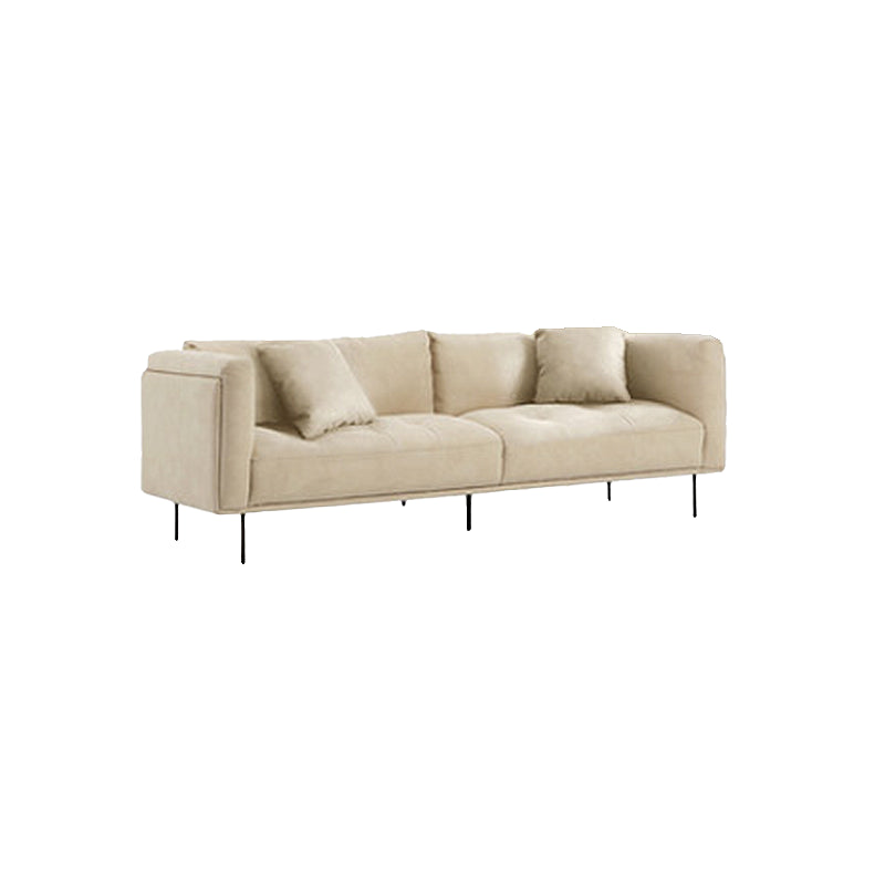 Nordic Style Sectional Feather Cushion Filled Flannelette Beige Sofa