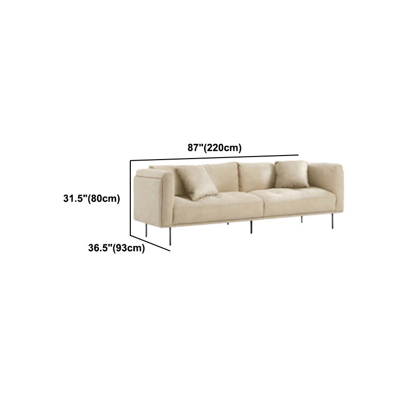 Nordic Style Sectional Feather Cushion Filled Flannelette Beige Sofa