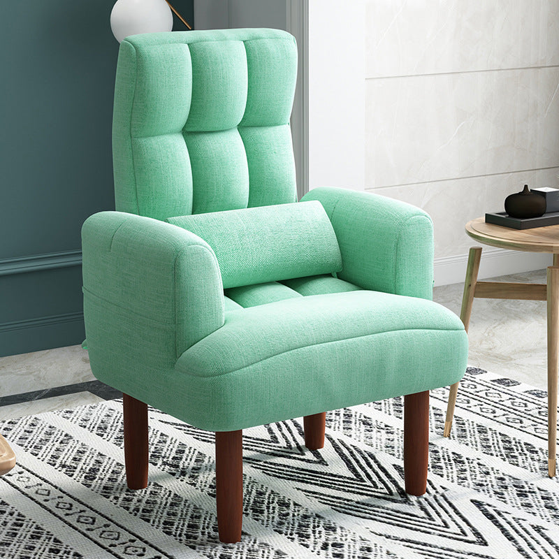 27.55"W Linen Square Arms Convertible Chair with Biscuit Back and Basic Four Legs