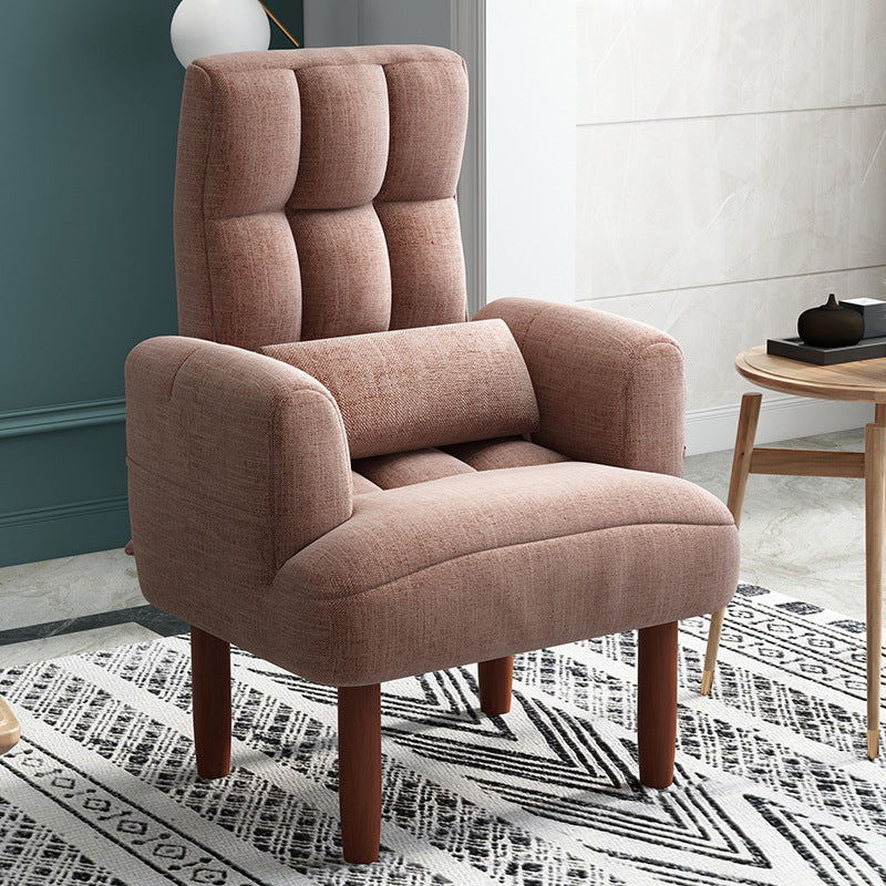 27.55"W Linen Square Arms Convertible Chair with Biscuit Back and Basic Four Legs