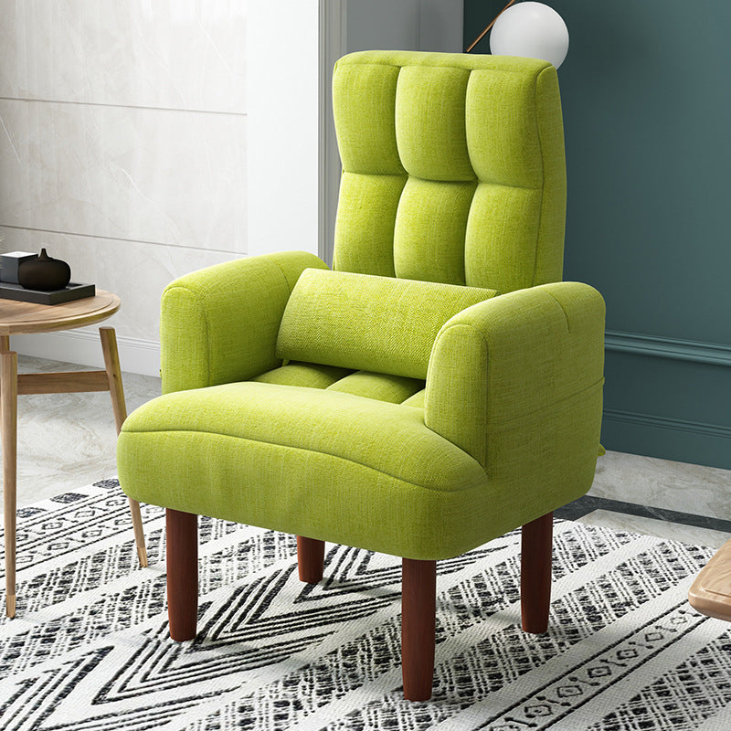 27.55"W Linen Square Arms Convertible Chair with Biscuit Back and Basic Four Legs