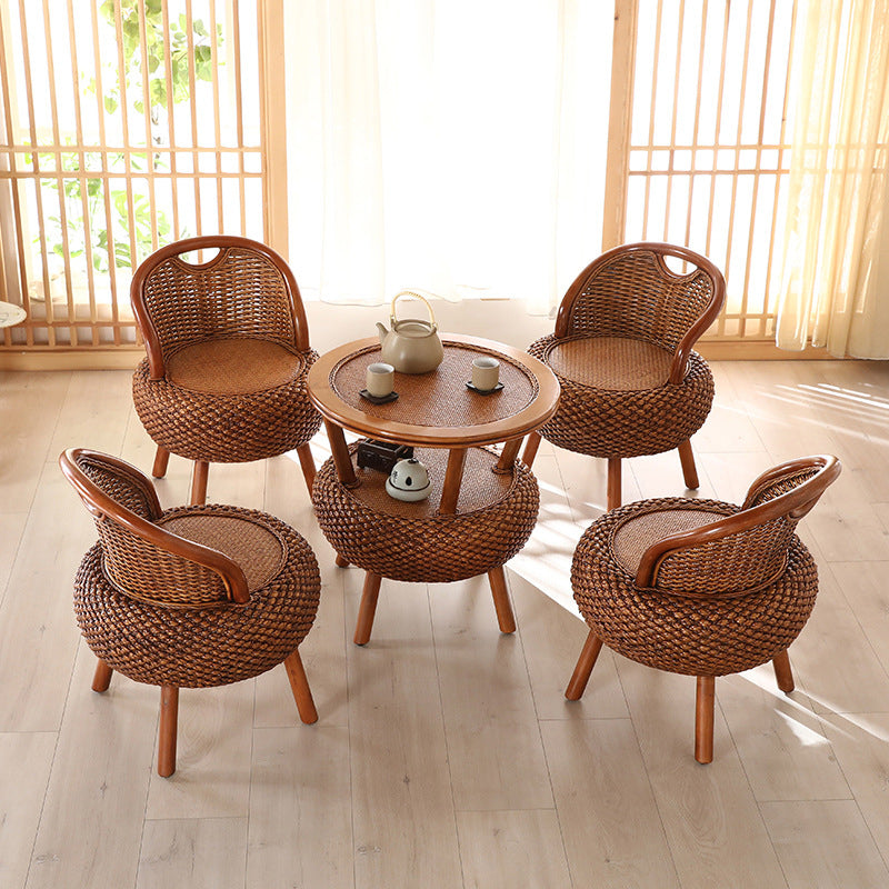 Rattan Armless Chair 19.68" L x 19.68" W Basic Four Leg Chair for Living Room
