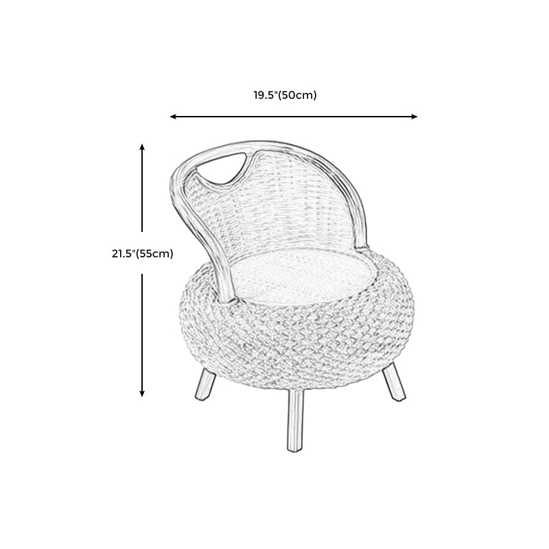 Rattan Armless Chair 19.68" L x 19.68" W Basic Four Leg Chair for Living Room