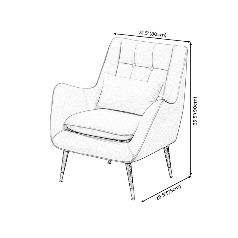 Scandinavian 30.7" Wide Faux Leather/Linen Blend Arm Chair with Basic Four Legs