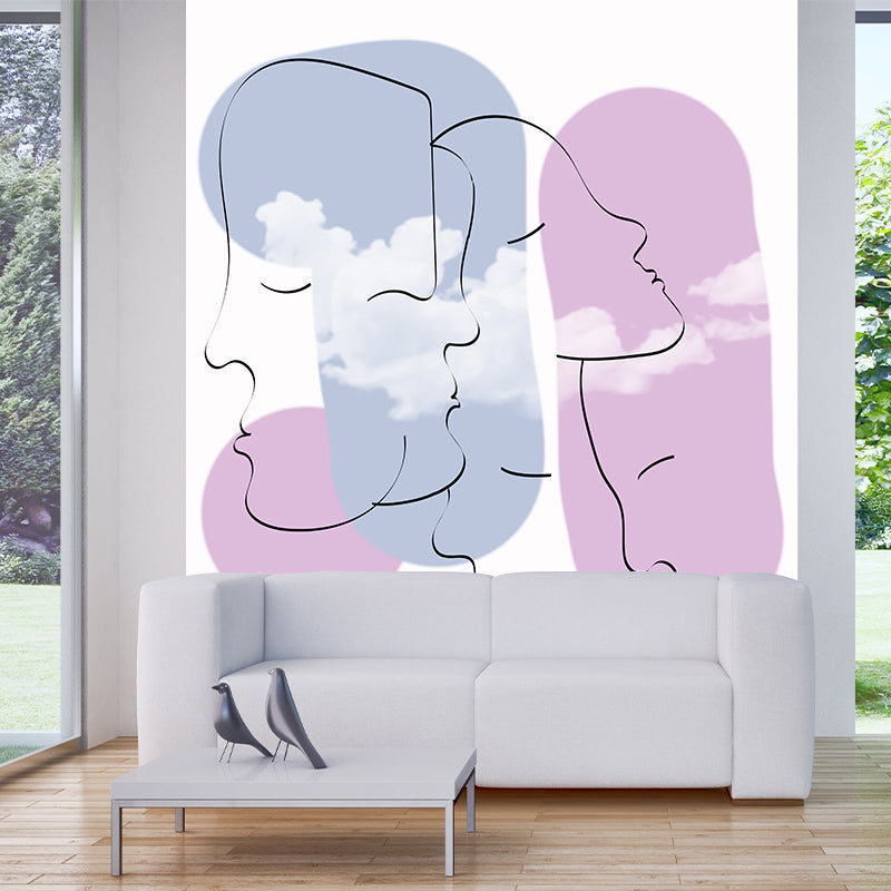 Modern Style Illustration Wall Mural Wallpaper Line Art Bedroom Wall Mural