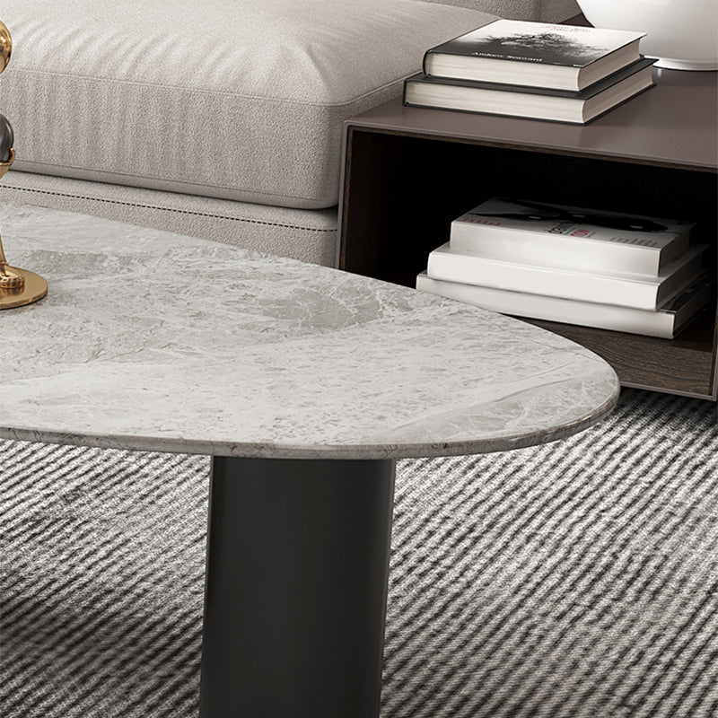 3 Legs Oval Coffee Table Minimalist Slate Coffee Table for Living Room