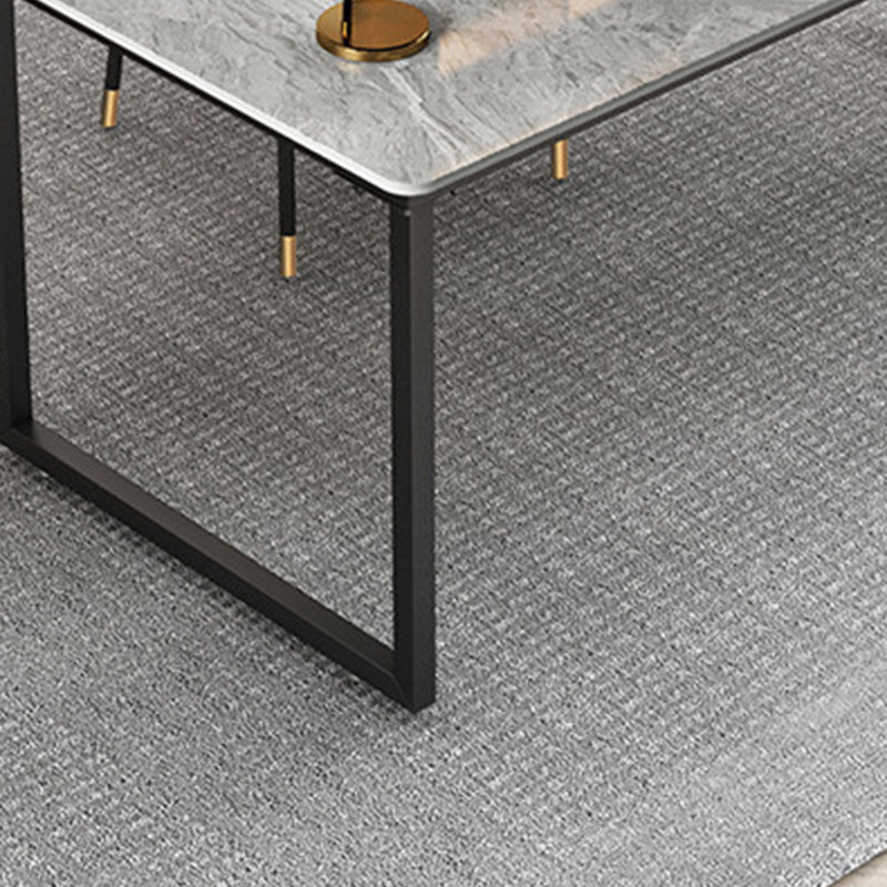 Modern Style Slate Table with Rectangular Black Metal Sleigh Base Coffee Table