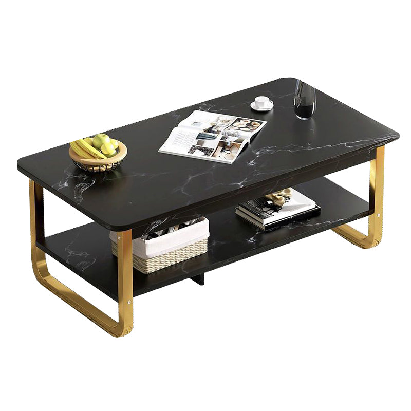 Modern Style Wooden Table with Rectangular Storage Rack Coffee Table