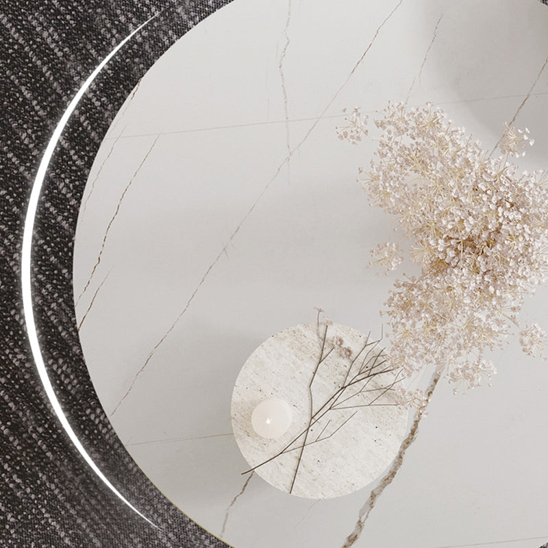 Modern Style Round Rock Slate/wood Table with 3 Legs Base Coffee Table