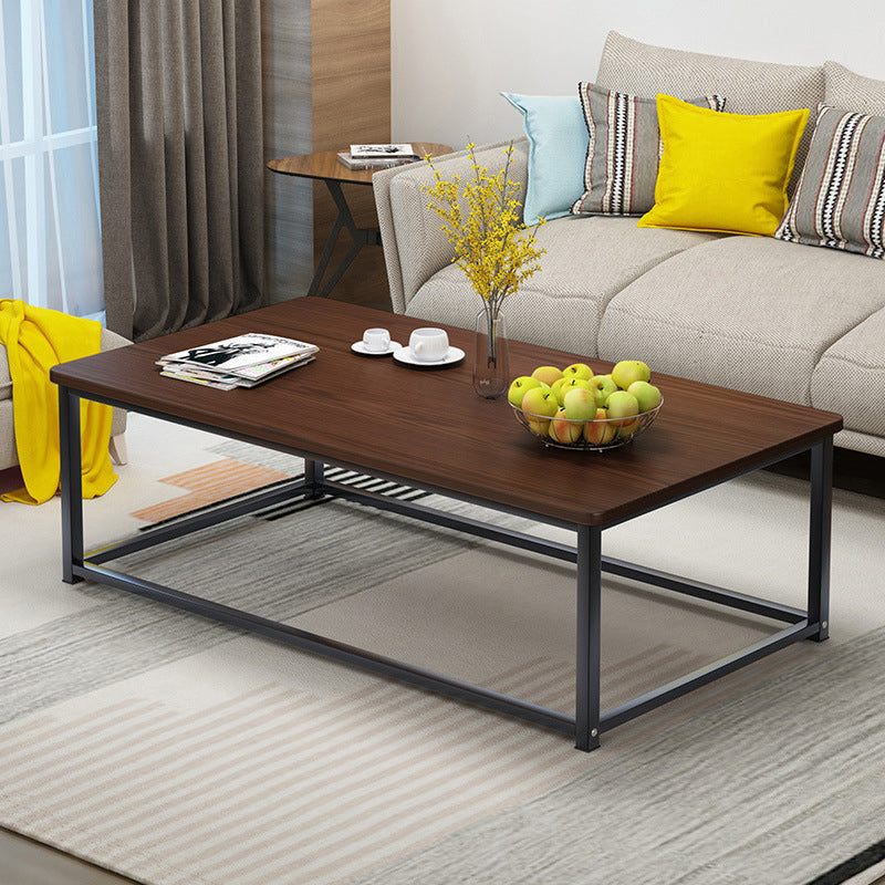 Modern Style Rectangular Wood Table with Black/bass and Metal Frame Base Coffee Table