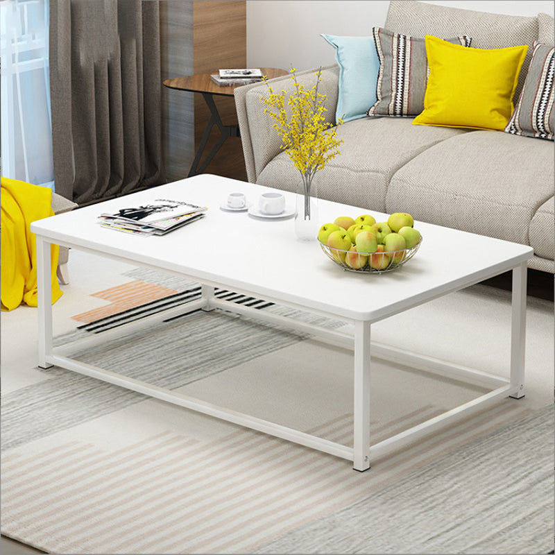 Modern Style Rectangular Wood Table with Black/bass and Metal Frame Base Coffee Table