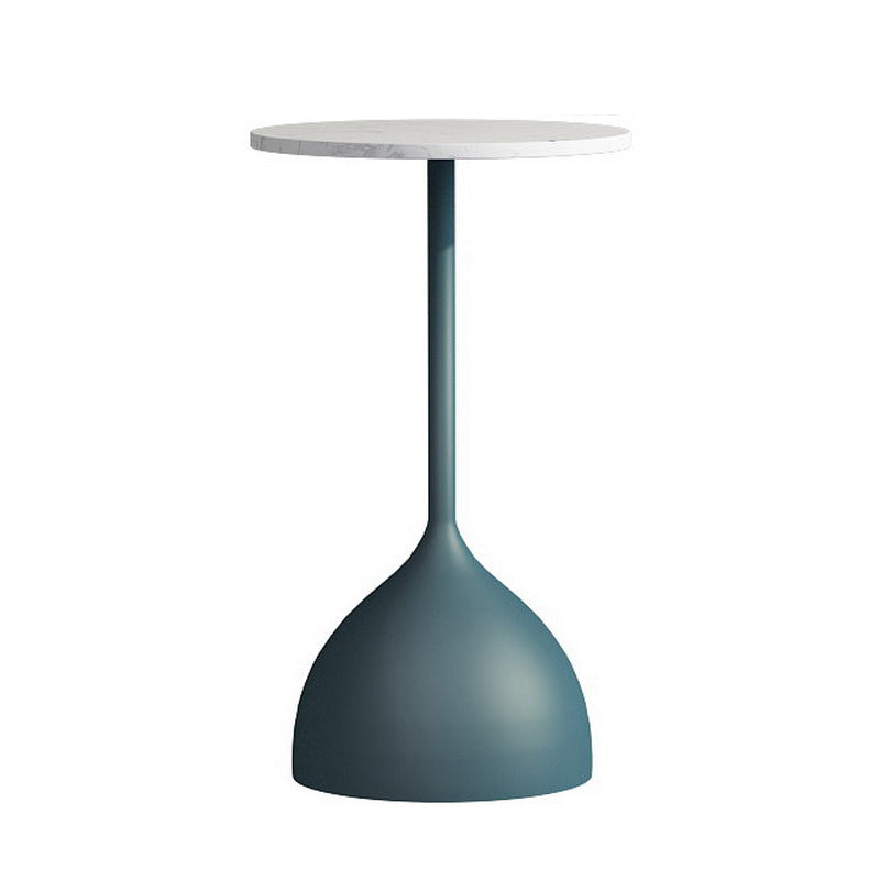 Contemporary 21.7" Tall Pedestal Table Slate Top Round Side End Table