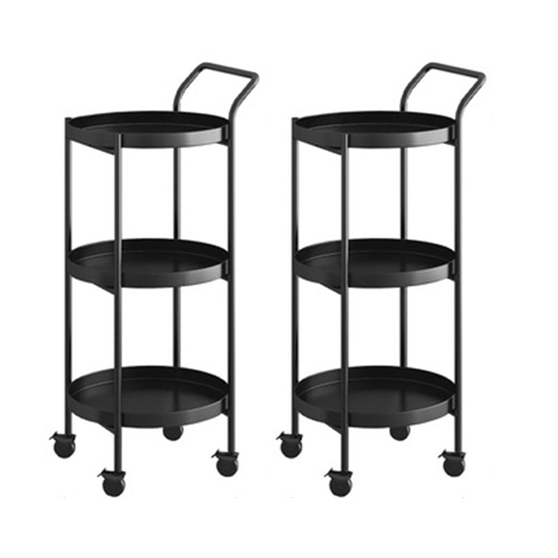 Mid-Century Metal Round Tray Top Side Table 4 Legs End Table with Shelf