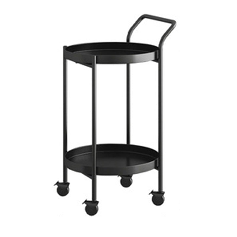 Mid-Century Metal Round Tray Top Side Table 4 Legs End Table with Shelf