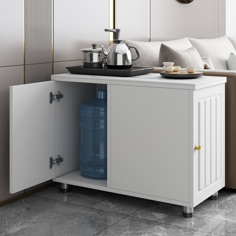 Rectangular Stone Side Table 24.41" Tall 2-Door End Table with Storage