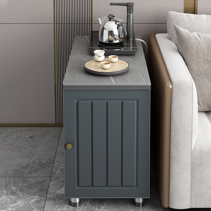 Rectangular Stone Side Table 24.41" Tall 2-Door End Table with Storage