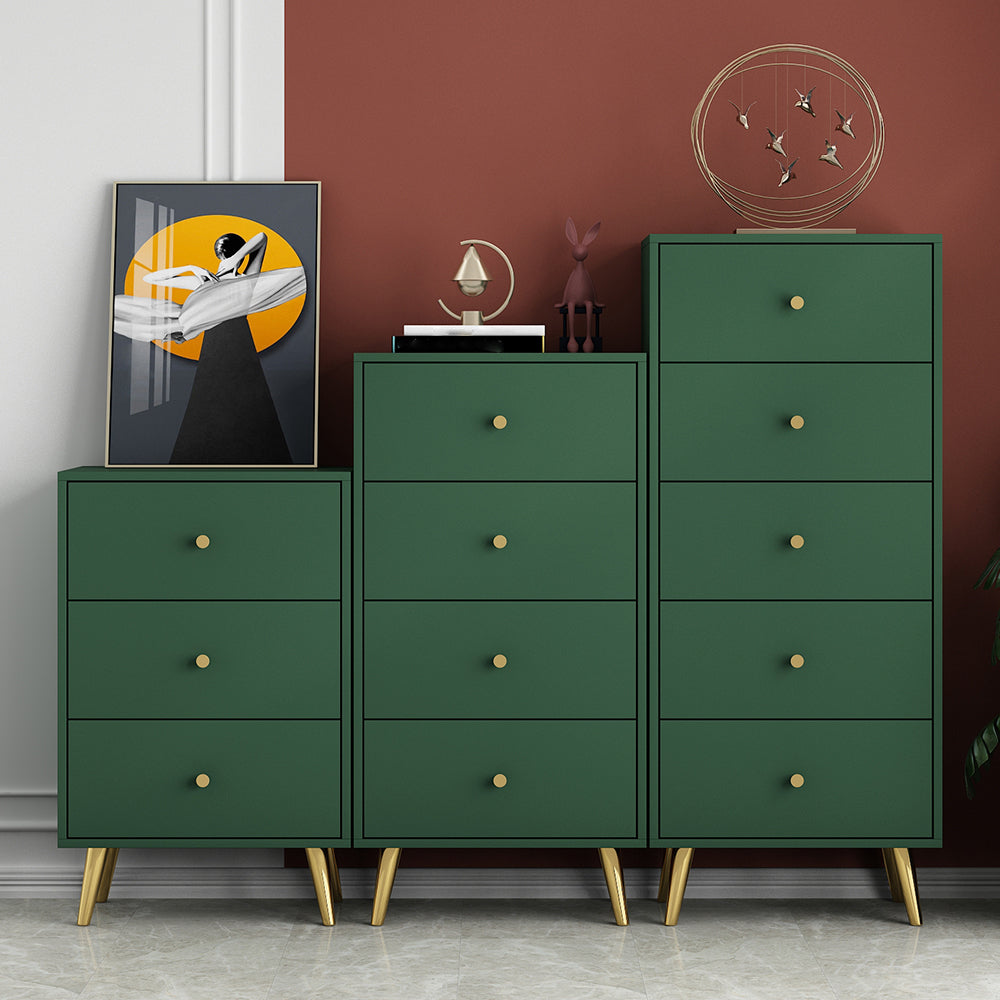 Modern Accent Chest with Storage Drawers and 4 Golden Legs Chest