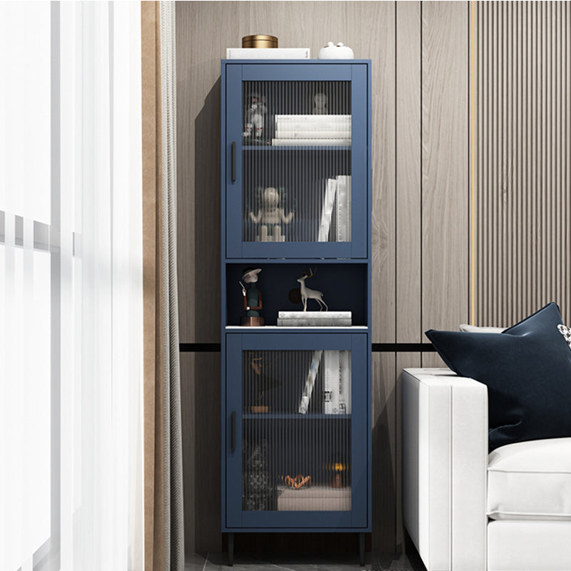 Modern Wooden Storage Cabinet with 2 Glass Doors and Storage Shelf