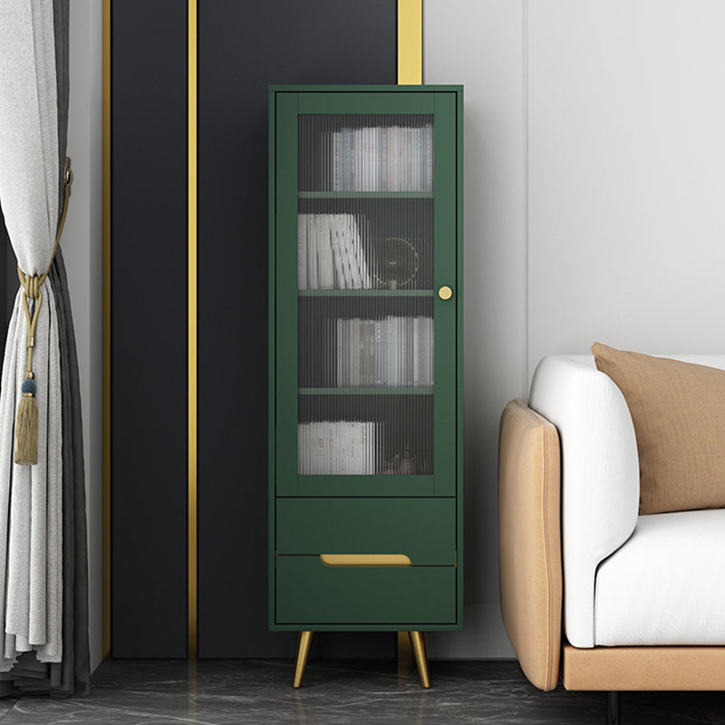 Modern Wooden Accent Cabinet with 2 Drawers and Glass Door Cabinet