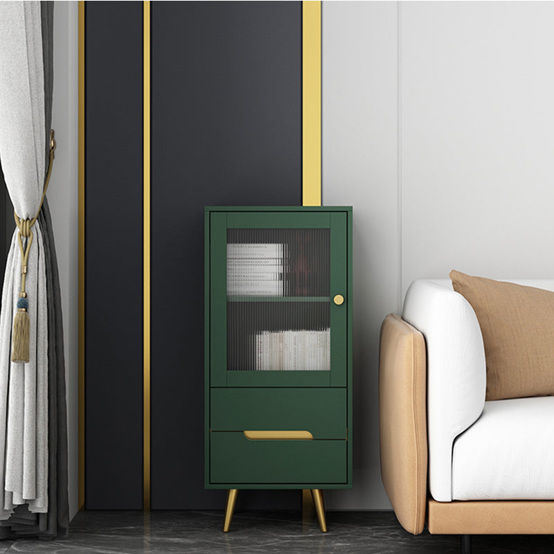 Modern Wooden Accent Cabinet with 2 Drawers and Glass Door Cabinet