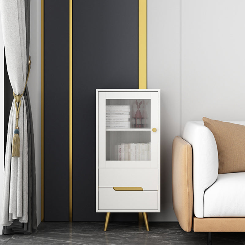 Modern Wooden Accent Cabinet with 2 Drawers and Glass Door Cabinet