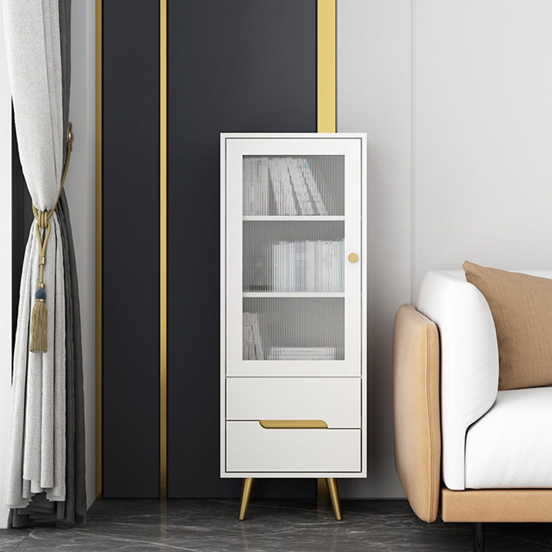 Modern Wooden Accent Cabinet with 2 Drawers and Glass Door Cabinet