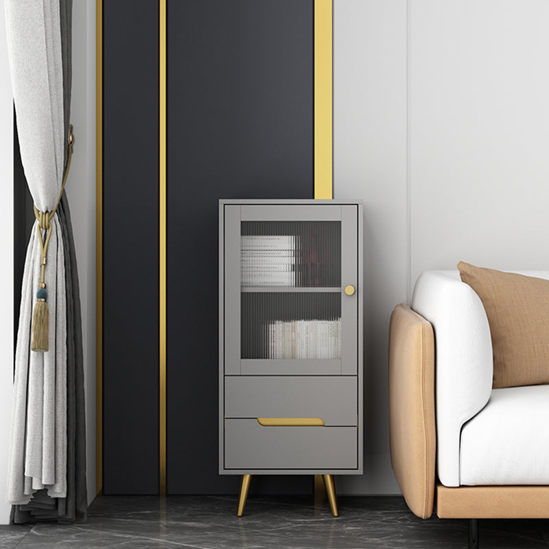 Modern Wooden Accent Cabinet with 2 Drawers and Glass Door Cabinet