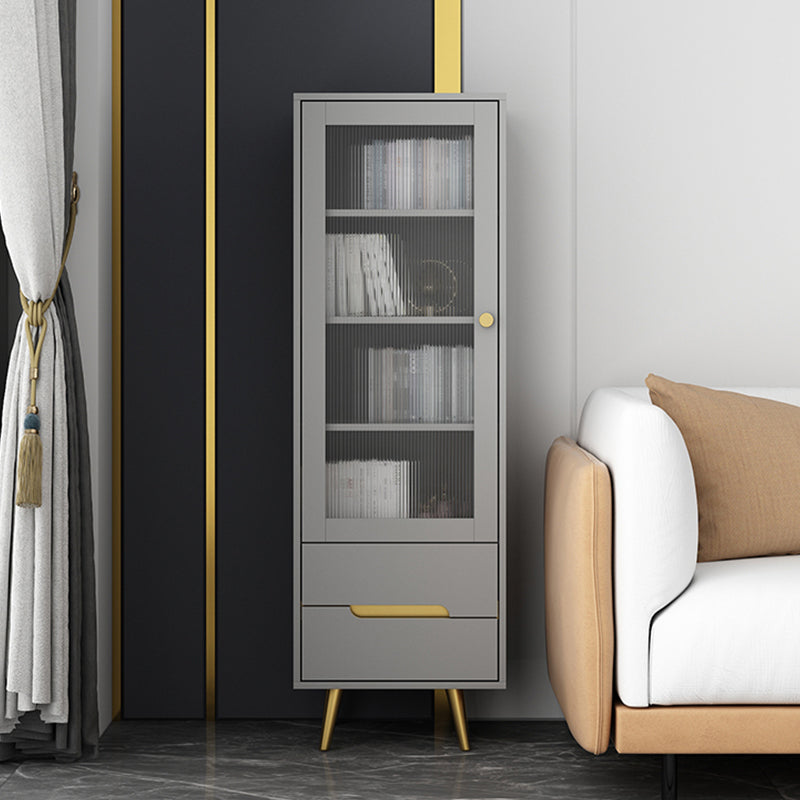 Modern Wooden Accent Cabinet with 2 Drawers and Glass Door Cabinet