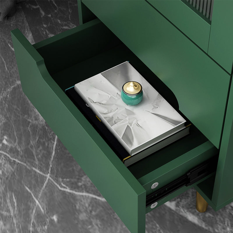 Modern Wooden Accent Cabinet with 2 Drawers and Glass Door Cabinet