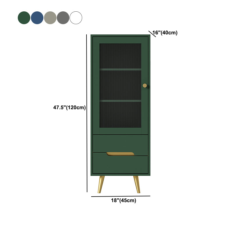 Modern Wooden Accent Cabinet with 2 Drawers and Glass Door Cabinet