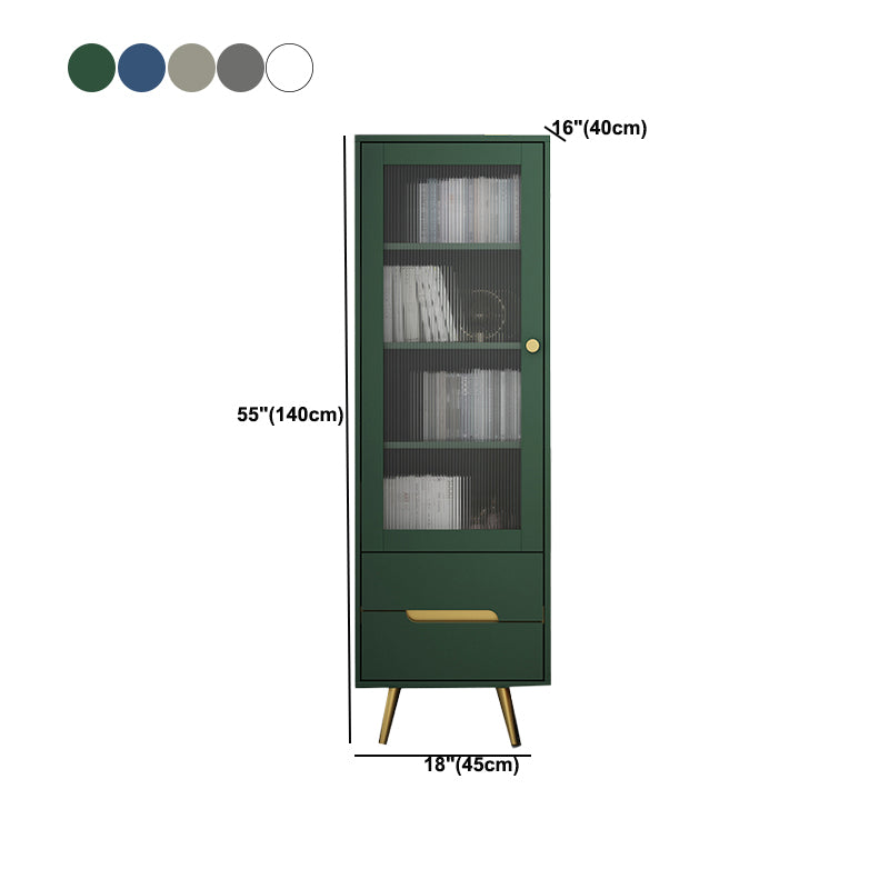 Modern Wooden Accent Cabinet with 2 Drawers and Glass Door Cabinet