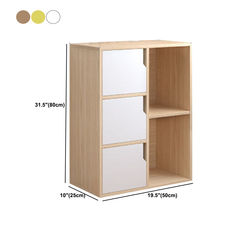 Contemporary Wooden Side Cabinet with Storage Shelves and Doors