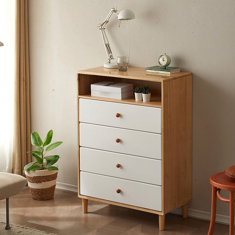 Modern Solid Wood Chest with 4 Natural Legs and Soft Close Drawers