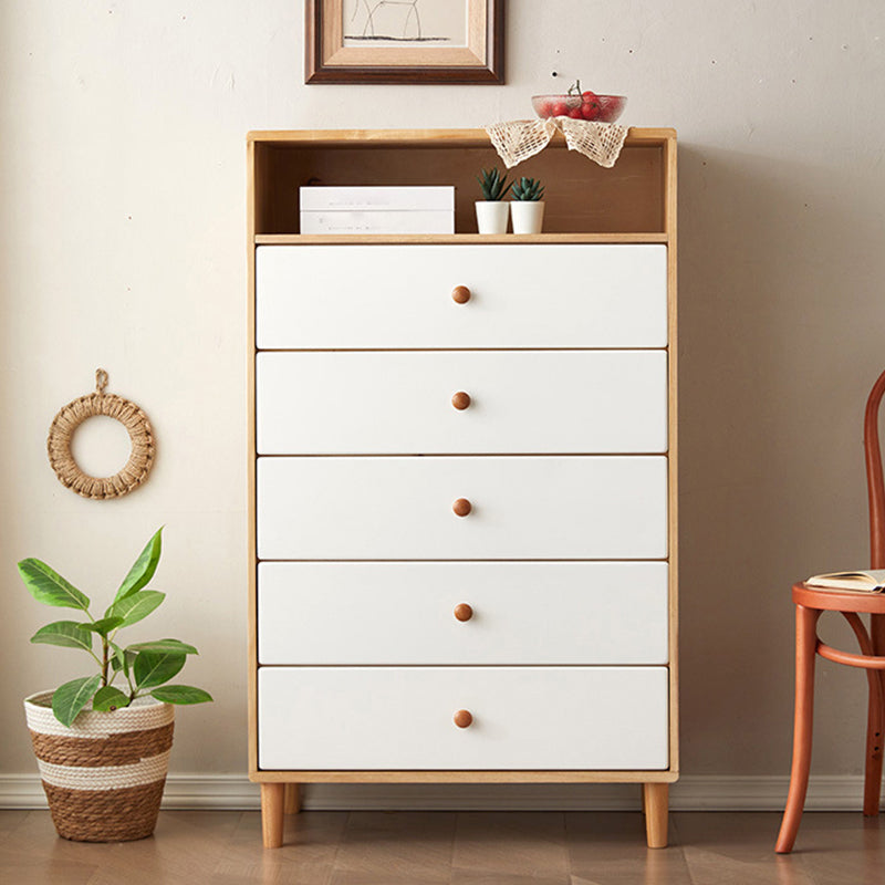 Modern Solid Wood Chest with 4 Natural Legs and Soft Close Drawers